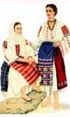 Baragan Folk Costume main feature: women wear two aprons, each different design 